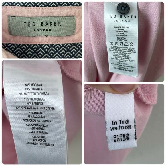 Ted Baker London Tortila Slim Fit Tipped Pocket Polo in Light Pink - Picture 6 of 8